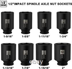 Professional 8-Piece 1/2 Drive Impact Socket Set Black Phosphate Finish