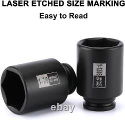 Professional 8-Piece 1/2 Drive Impact Socket Set Black Phosphate Finish