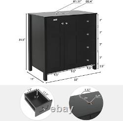 Puluomis 32-Inch Traditional Bathroom Vanity Set in Black Finish, Single Bathroo