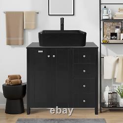 Puluomis 32-Inch Traditional Bathroom Vanity Set in Black Finish, Single Bathroo