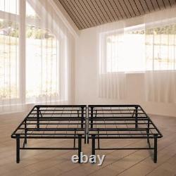 Queen Platform Bed Frame Heavy Duty Steel 14-in Easy Set-up Black Finish Bedroom