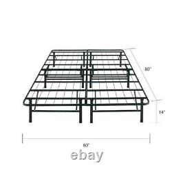 Queen Platform Bed Frame Heavy Duty Steel 14-in Easy Set-up Black Finish Bedroom