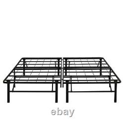Queen Platform Bed Frame Heavy Duty Steel 14-in Easy Set-up Black Finish Bedroom