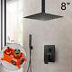 Rainfall Shower Faucet Set With Hand Spray Mixer Tap Matte Black Finish