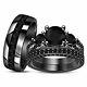 Real Black Diamond Trio Set Wedding Ring For His And Her 14k Black Gold Finish