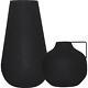 Renwil Roove Set Of 2 Vases With Textured Matte Black Finish Vas197