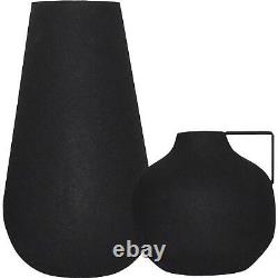 Renwil Roove Set Of 2 Vases With Textured Matte Black Finish VAS197