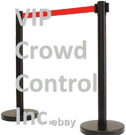 Retractable Stanchion, 2 Pcs Set, 40 Blk Finished, 13' Red Beltarea Versi