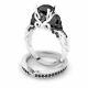 Round Cut Black Diamond Skull Engagement Wedding Ring Set 14k White Gold Finish