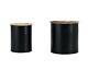 Rustic Distressed Metal Accent Coffee Tables Set Of 2 With Wood Top Black Finish