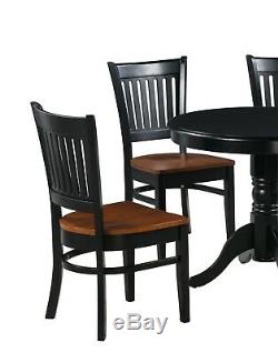 SET OF 4 DINING KITCHEN SIDE CHAIRS with WOOD SEATS IN BLACK CHERRY FINISH