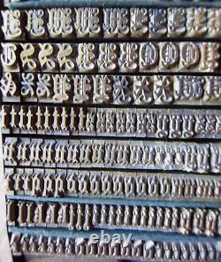 SET OF VINTAGE BRASS TYPE BLACK LETTERS bookbinders leather brass gilt finishing