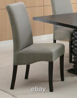 SPECIAL 7 piece Modern Black Finish Dining Room Table & Gray Chairs Set IC74