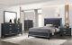 Special Modern Black Finish 5 Piece Lighted King Queen Bedroom Set Furniture Abi