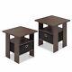 Set 2 Espresso Finish Wooden Storage End Table Nightstand Black Drawer Accent