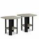 Set 2 Gray Black Finish Wooden End Tables Nightstand Accent Side Storage Shelf