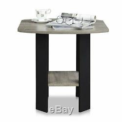 Set 2 Gray Black Finish Wooden End Tables Nightstand Accent Side Storage Shelf