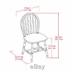 Set 2 Windsor Dining Chairs Oak Black Finish Wood High Back Kitchen Furniture