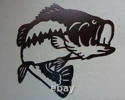 Set 3 Bass Muskie Walleye Fish Plasma Cut Metal Wall Art Black Textured Finish