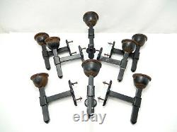 Set 8 Vintage Single Arm Metal Sconces. Rust & Black Painted Finish. Library