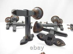 Set 8 Vintage Single Arm Metal Sconces. Rust & Black Painted Finish. Library