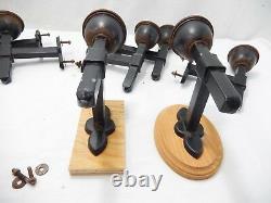 Set 8 Vintage Single Arm Metal Sconces. Rust & Black Painted Finish. Library