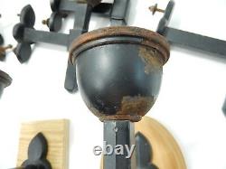 Set 8 Vintage Single Arm Metal Sconces. Rust & Black Painted Finish. Library