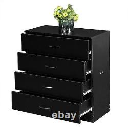 Set Of 2 Dressers Chest of 4 Drawers Black Finish Bedroom Storage Furniture