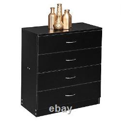 Set Of 2 Dressers Chest of 4 Drawers Black Finish Bedroom Storage Furniture