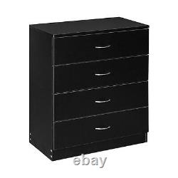Set Of 2 Dressers Chest of 4 Drawers Black Finish Bedroom Storage Furniture