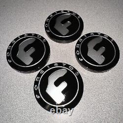 Set Of 4 FLOATING Forgiato Wheels Gloss Black Finish F Logo Center Cap New