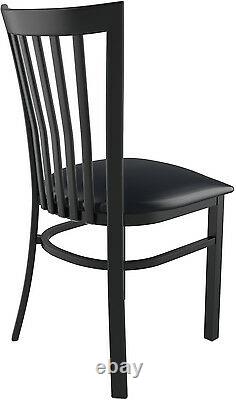 Set of 20 x Elongated Vertical Back Metal Restaurant Chair Black Finish Vinyl