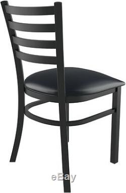 Set of 20 x Metal Ladder Back Restaurant Chair Black Finish and Black Vinyl Seat