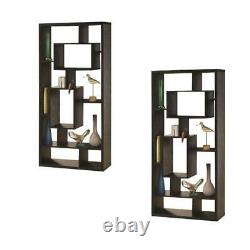 (Set of 2) Asymmetrical Cube Bookcase in Black Finish