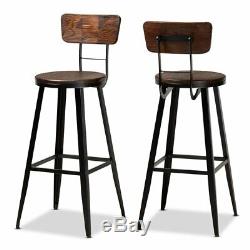 Set of 2 Baxton Studio Kenna Black Finished Metal Bar Stools