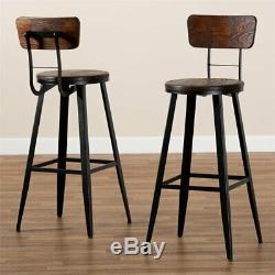 Set of 2 Baxton Studio Kenna Black Finished Metal Bar Stools