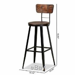 Set of 2 Baxton Studio Kenna Black Finished Metal Bar Stools