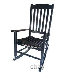 Set of 2 Black Wood Rocking Chair Patio Finish Farmhouse Porch Rocker Outdoor