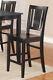 Set Of 2 Buckland Kitchen Counter Height Chairs With Plain Wood Seat Black Finish