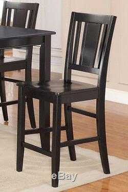 Set of 2 Buckland kitchen counter height chairs with plain wood seat black finish