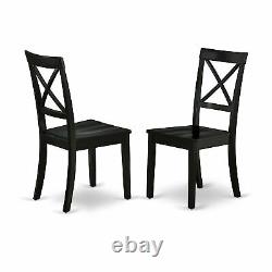 Set of 2 Chairs BOC-BLK-W Boston Chair Wood Seat in Black Finish