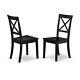 Set Of 2 Chairs Boc-blk-w Boston Chair Wood Seat In Black Finish