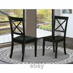 Set of 2 Chairs BOC-BLK-W Boston Chair Wood Seat in Black Finish