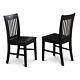 Set Of 2 Chairs Nfc-blk-w Norfolk Dining Chair Wood Seat Black Finish