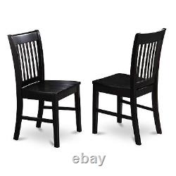 Set of 2 Chairs NFC-BLK-W Norfolk Dining Chair Wood Seat Black Finish