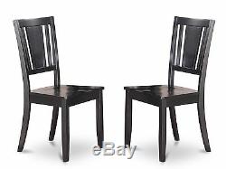 Set of 2 Dudley dinette kitchen dining chairs with leather seat in black finish