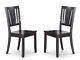 Set Of 2 Dudley Dinette Kitchen Dining Chairs With Wood Seat In Black Finish New