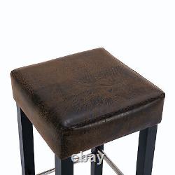Set of 2 Fabric Bar Stools Height Bar Chairs Retro Wood Bar Stools Black Finish