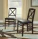 Set Of 2 Foldable Dining Chairs Wooden Frame Upholstered Seat Espresso Finish