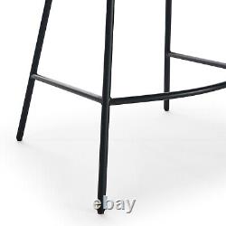 Set of 2, Natural Rattan Indoor Counter Chair, Black Finish Steel legs